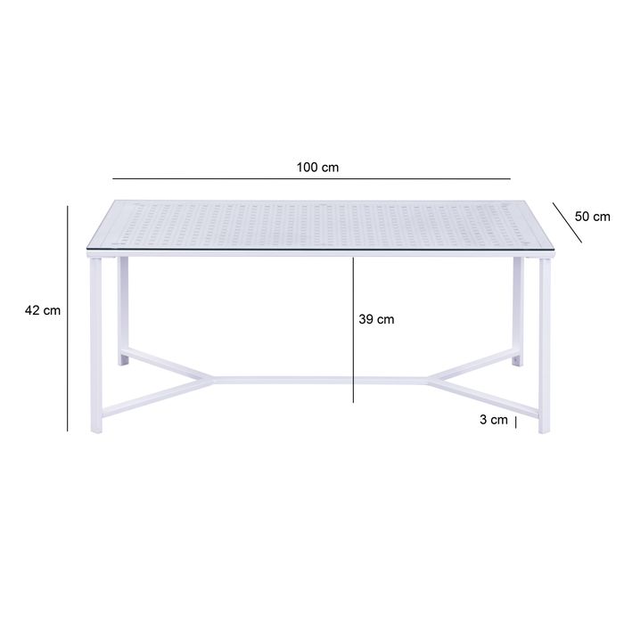 Couchtisch FineBuy Sofatisch Glas Metall 100 cm Wohnzimmertisch Rechteckig – Maßzeichnung