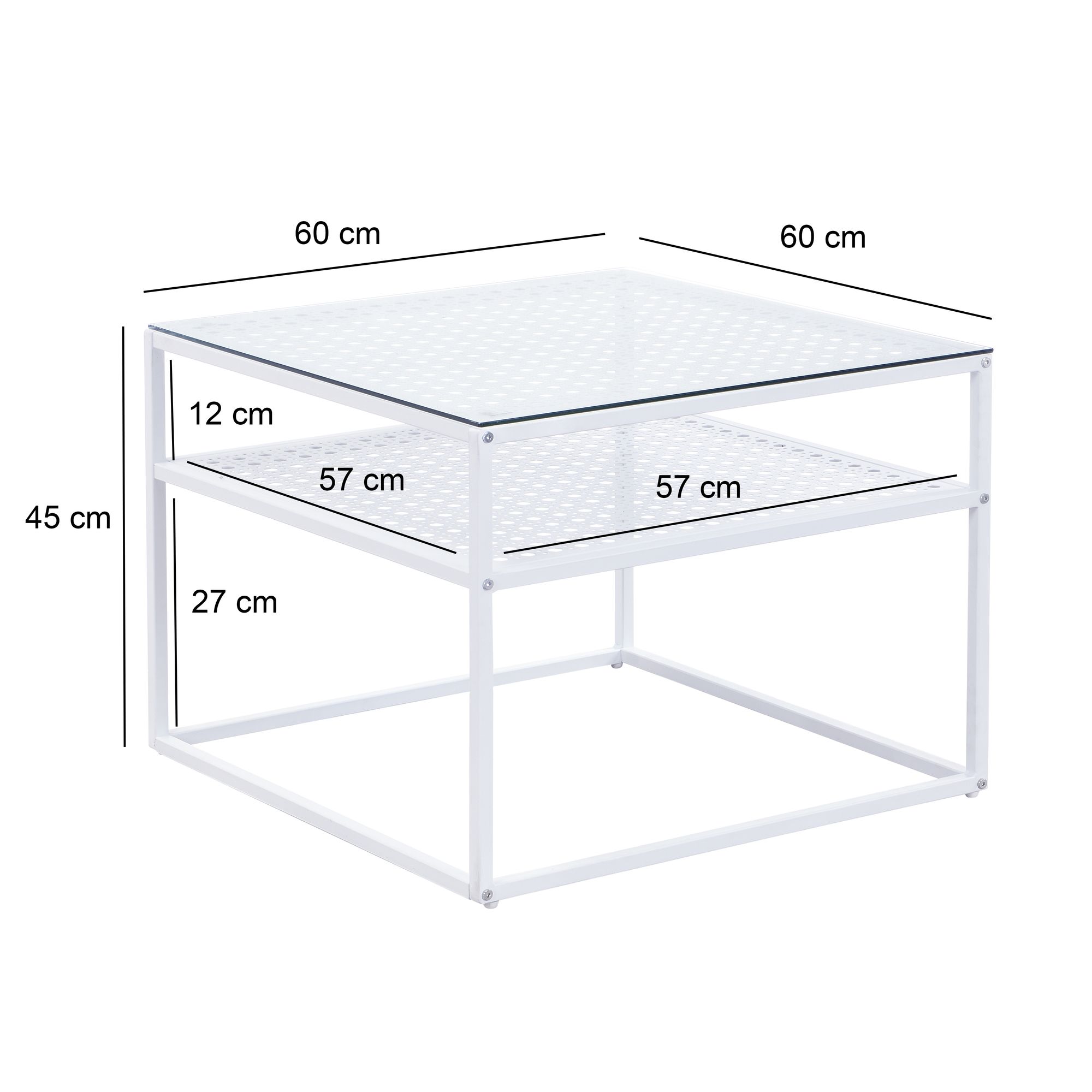 Couchtisch FineBuy Glas Metall 60 cm Quadratisch Wohnzimmertisch Ablage Modern – Ansicht 3