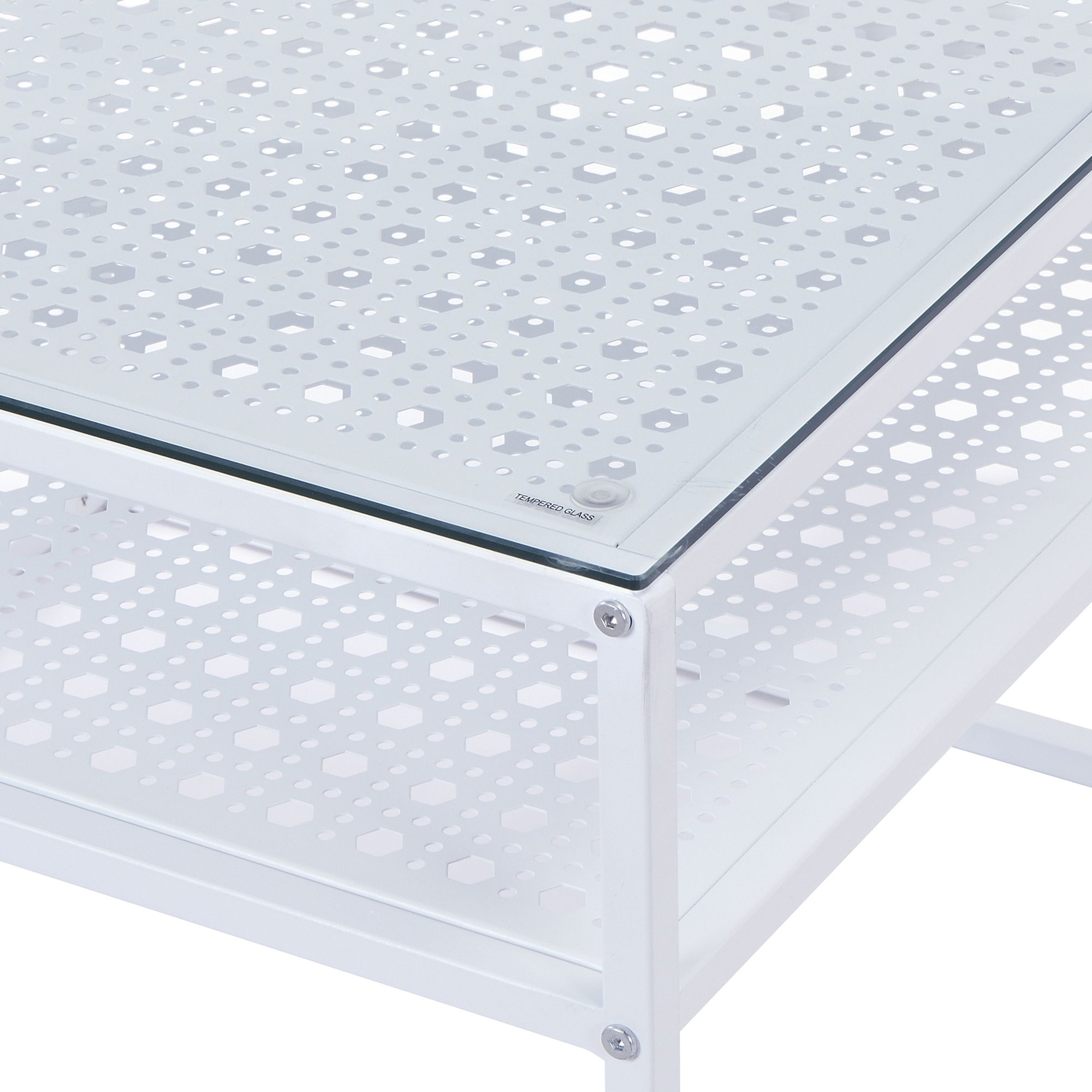 Couchtisch FineBuy Glas Metall 60 cm Quadratisch Wohnzimmertisch Ablage Modern – Ansicht 5