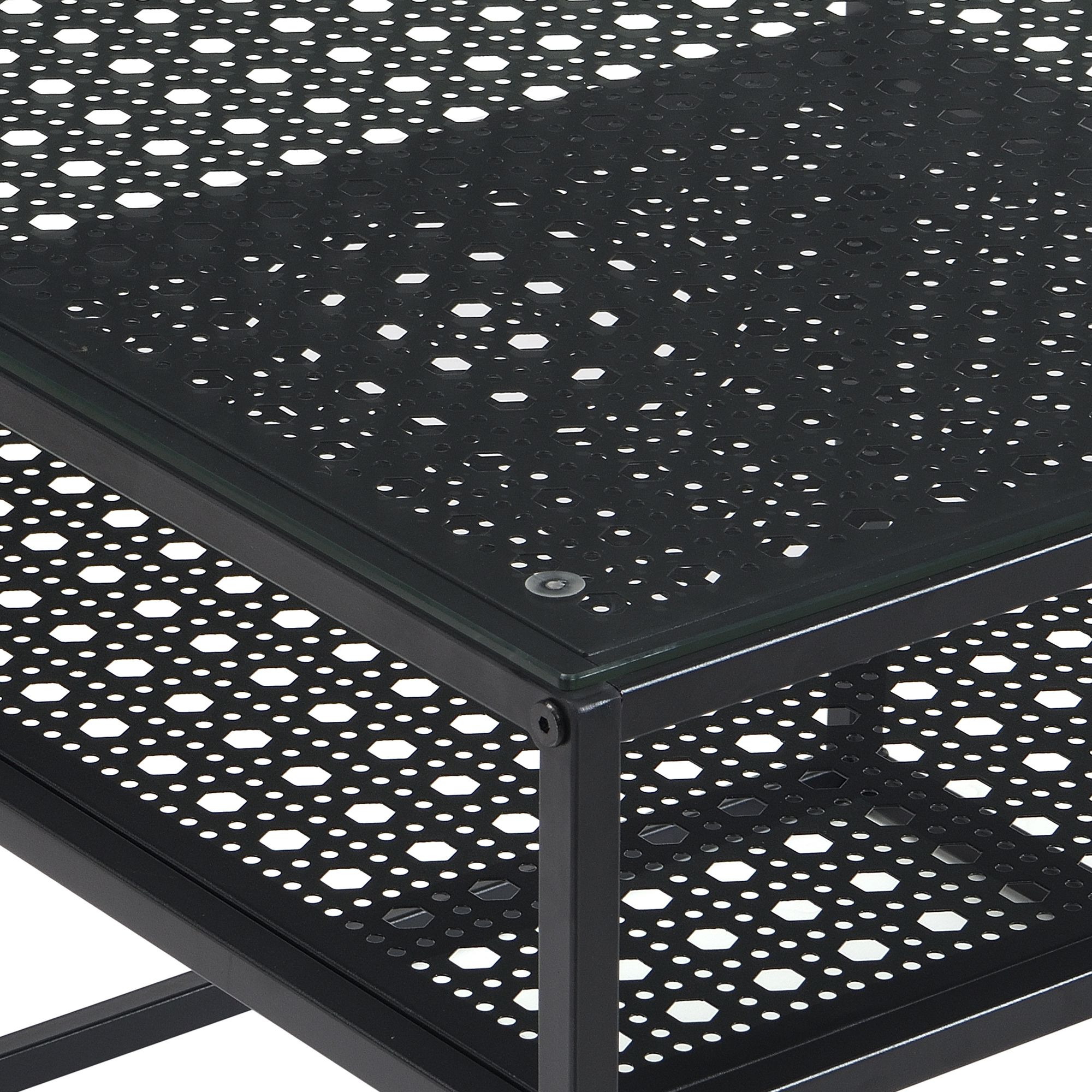 Couchtisch FineBuy Glas Metall 60 cm Quadratisch Wohnzimmertisch Ablage Modern – Ansicht 5
