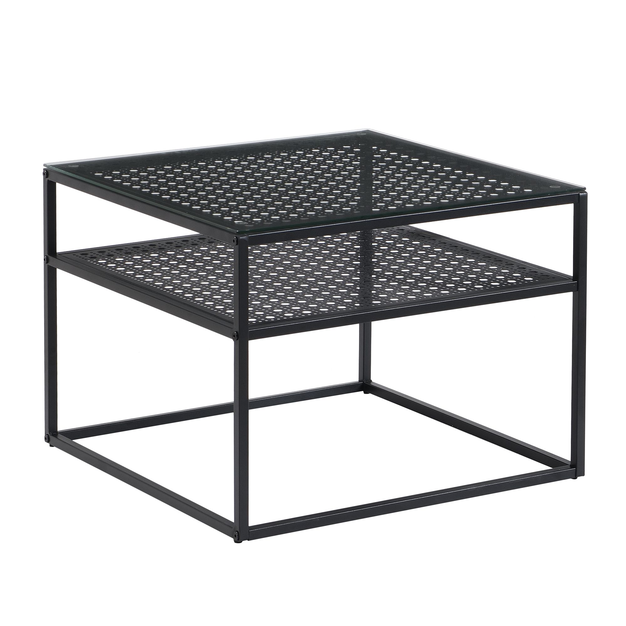 Couchtisch FineBuy Glas Metall 60 cm Quadratisch Wohnzimmertisch Ablage Modern – Ansicht 6