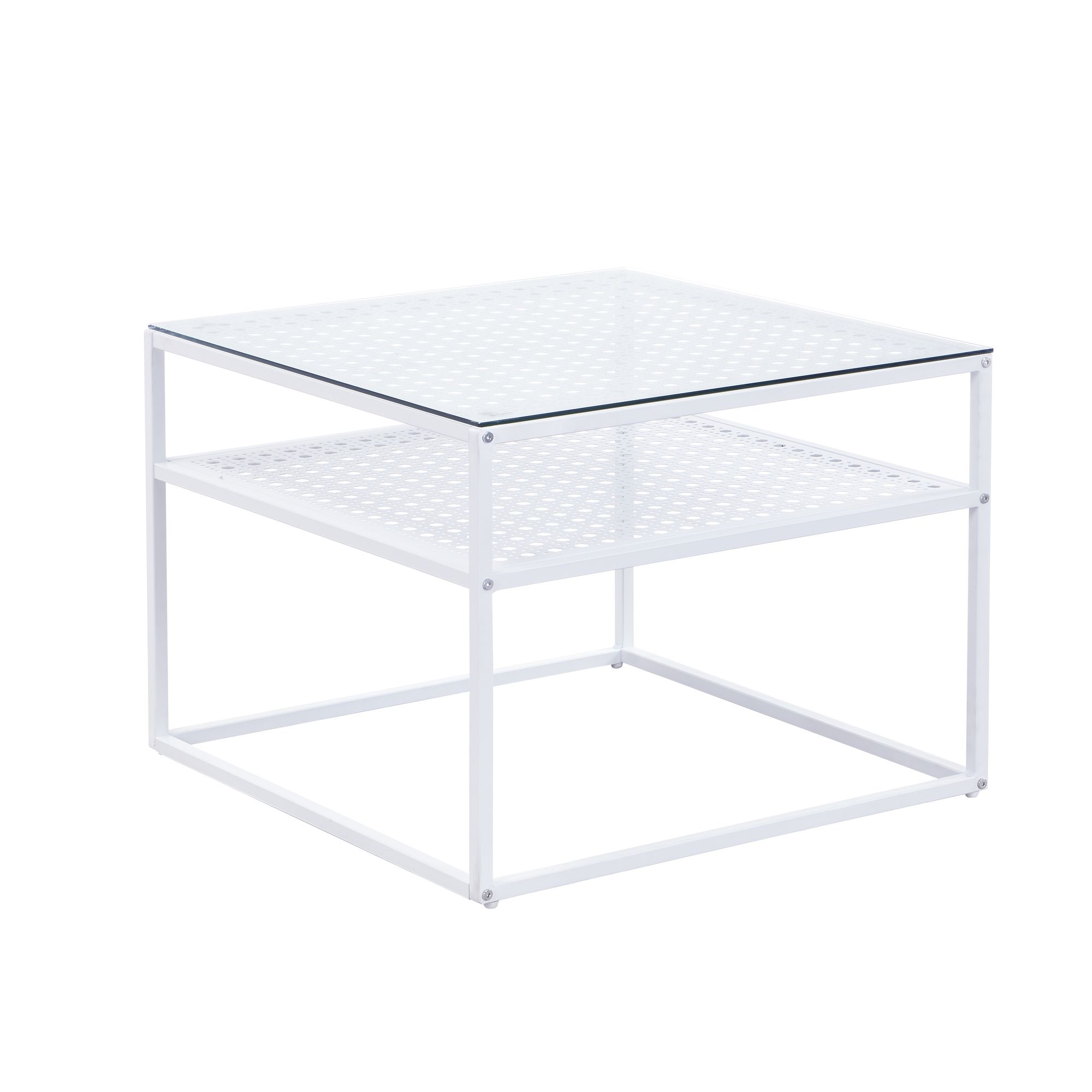 Couchtisch FineBuy Glas Metall 60 cm Quadratisch Wohnzimmertisch Ablage Modern – Ansicht 6