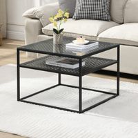 Couchtisch FineBuy Glas Metall 60 cm Quadratisch Wohnzimmertisch Ablage Modern – Ansicht 1