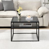 Couchtisch FineBuy Glas Metall 60 cm Quadratisch Wohnzimmertisch Ablage Modern – Ansicht 4
