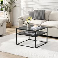 Couchtisch FineBuy Glas Metall 60 cm Quadratisch Wohnzimmertisch Ablage Modern – Ansicht 2