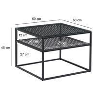 Couchtisch FineBuy Glas Metall 60 cm Quadratisch Wohnzimmertisch Ablage Modern – Ansicht 3