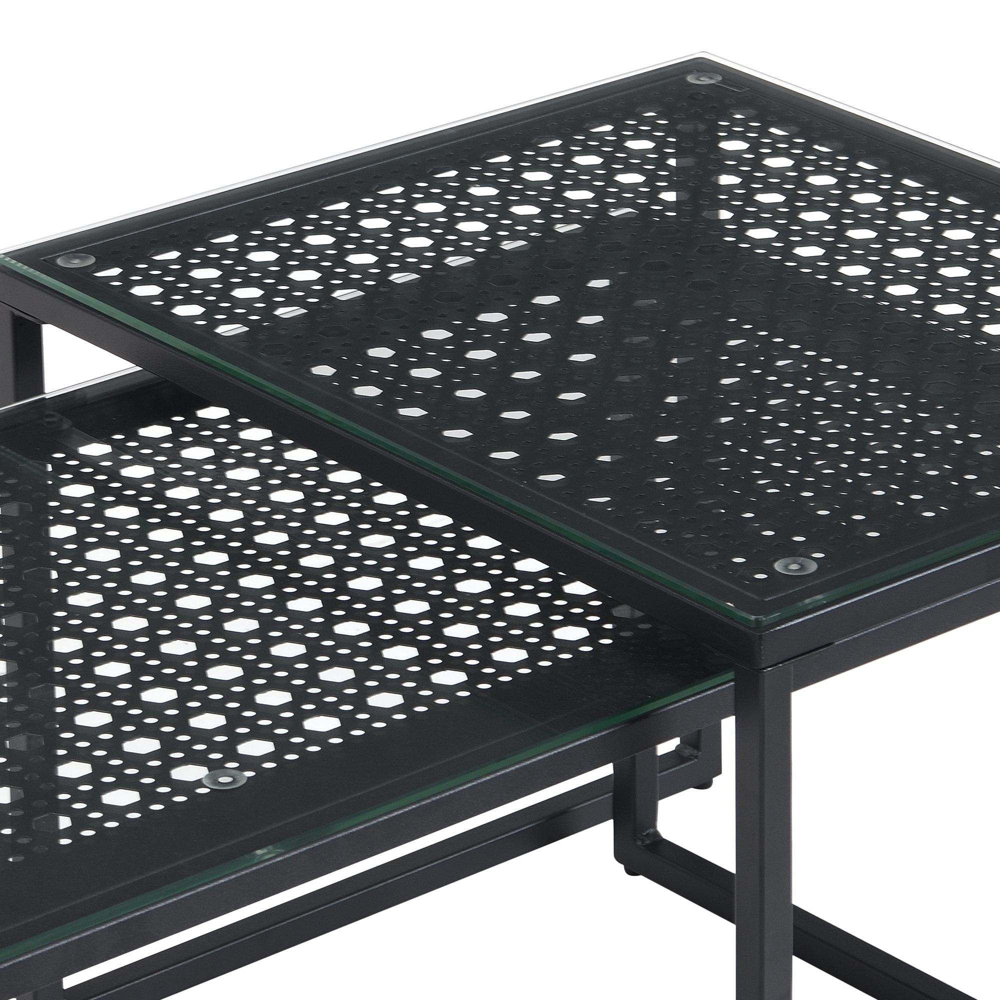 Satztisch FineBuy 2er Set Glasplatte Metallgestell Couchtisch Sofatisch Modern – Ansicht 5