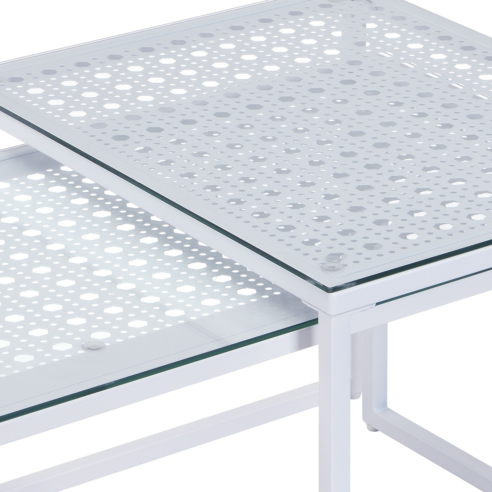 Satztisch FineBuy 2er Set Glasplatte Metallgestell Couchtisch Sofatisch Modern – Ansicht 5