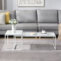 Satztisch FineBuy 2er Set Glasplatte Metallgestell Couchtisch Sofatisch Modern – Ansicht 4