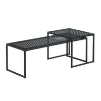 Satztisch FineBuy 2er Set Glasplatte Metallgestell Couchtisch Sofatisch Modern – Ansicht 6