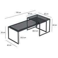 Satztisch FineBuy 2er Set Glasplatte Metallgestell Couchtisch Sofatisch Modern – Ansicht 3