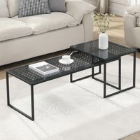Satztisch FineBuy 2er Set Glasplatte Metallgestell Couchtisch Sofatisch Modern – Ansicht 1