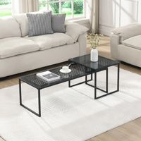Satztisch FineBuy 2er Set Glasplatte Metallgestell Couchtisch Sofatisch Modern – Ansicht 2