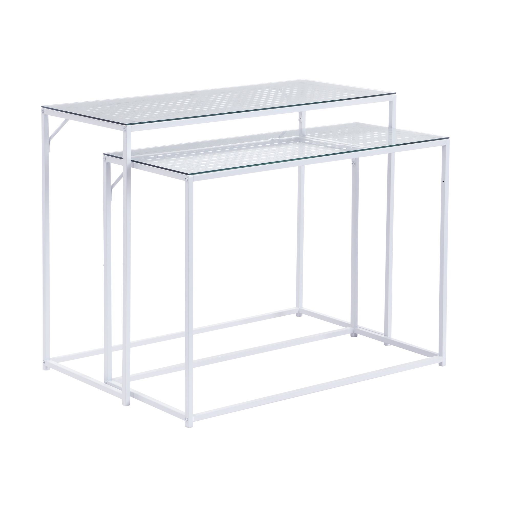 2er Set Konsolentische FineBuy Flurtische Metall Glasplatte Modern Industrial – Ansicht 6