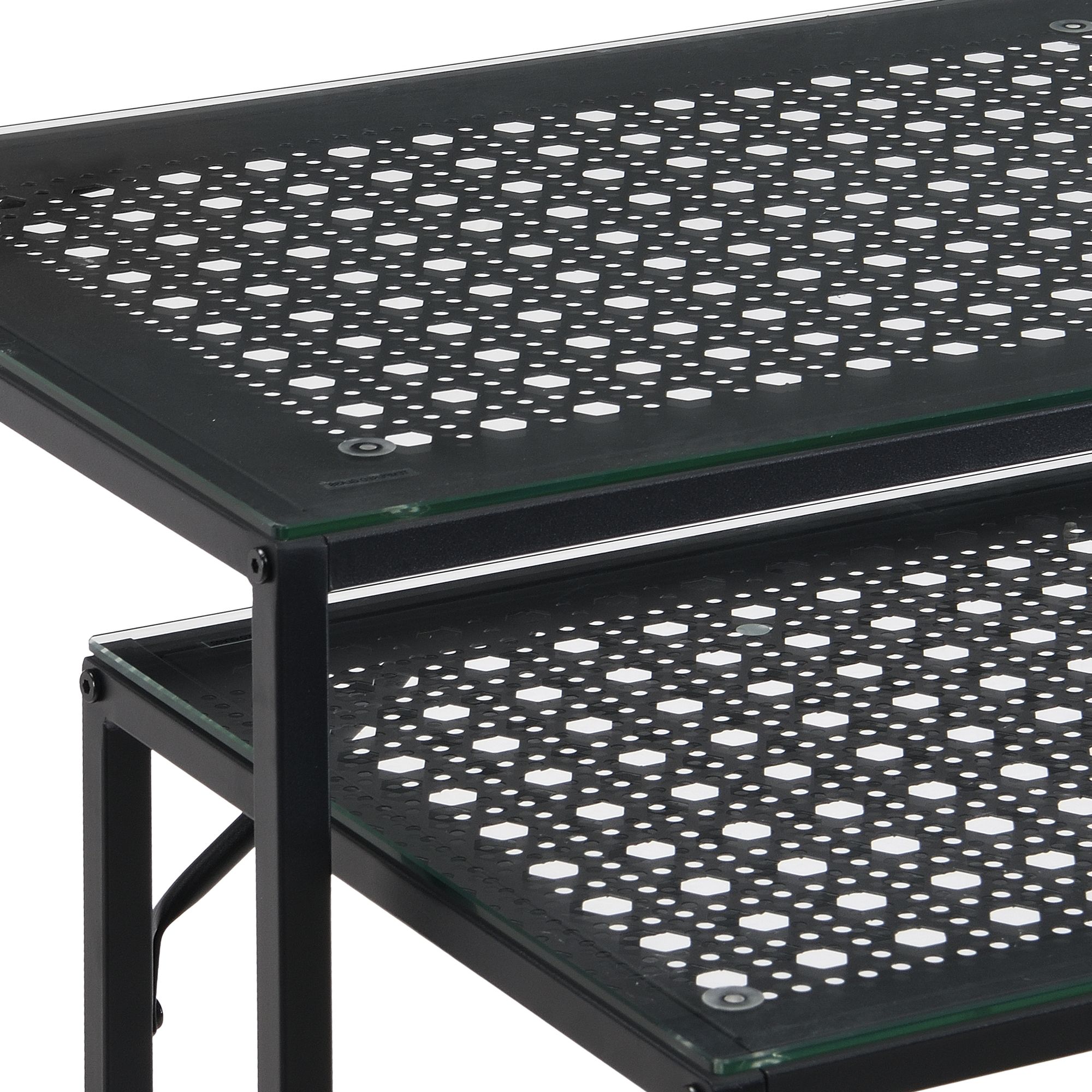 2er Set Konsolentische FineBuy Flurtische Metall Glasplatte Modern Industrial – Ansicht 5