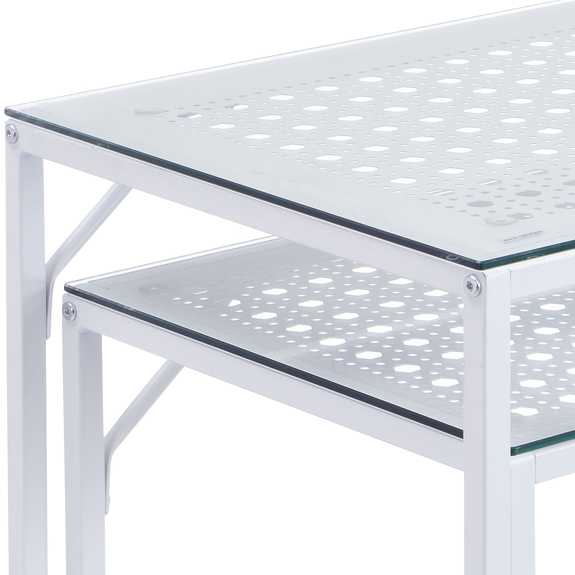 2er Set Konsolentische FineBuy Flurtische Metall Glasplatte Modern Industrial – Ansicht 5