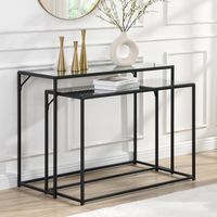 2er Set Konsolentische FineBuy Flurtische Metall Glasplatte Modern Industrial – Ansicht 1