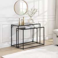 2er Set Konsolentische FineBuy Flurtische Metall Glasplatte Modern Industrial – Ansicht 2