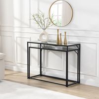 2er Set Konsolentische FineBuy Flurtische Metall Glasplatte Modern Industrial – Ansicht 4