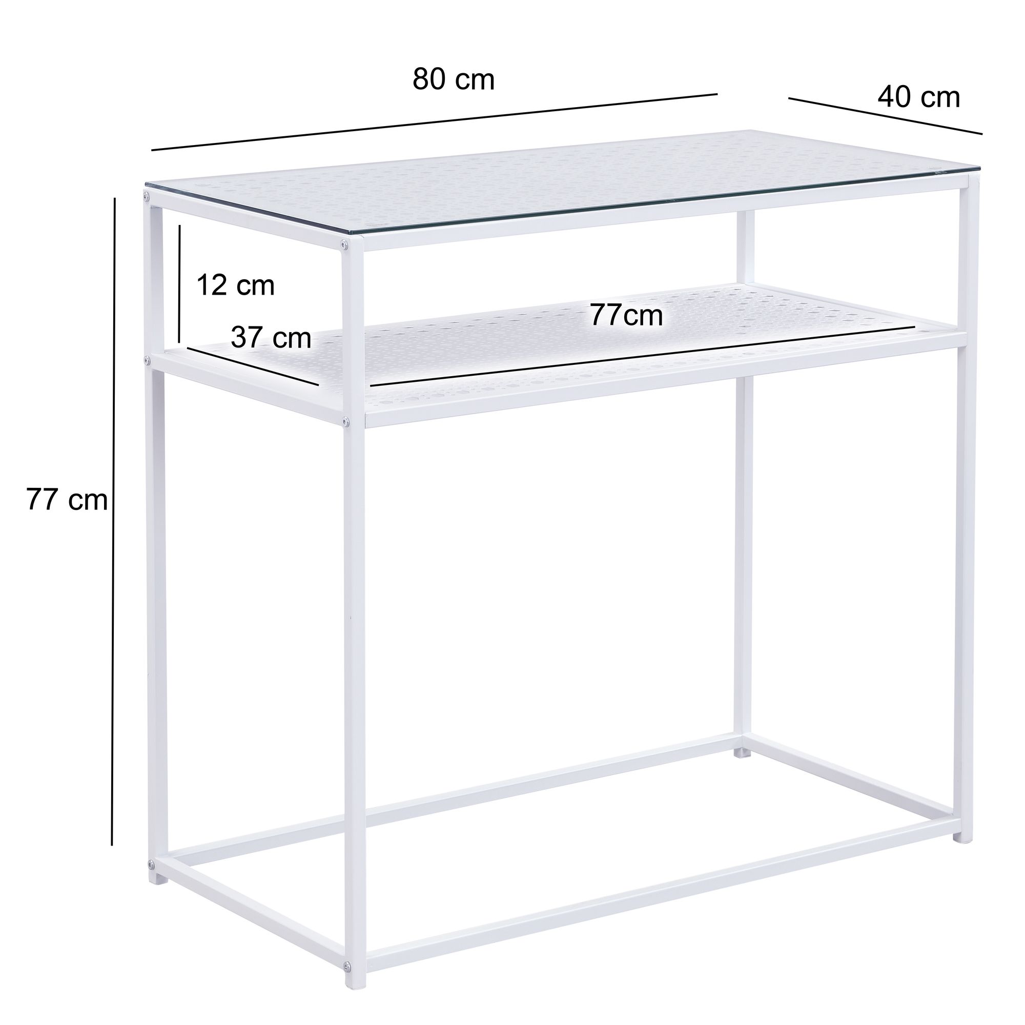 Konsolentisch FineBuy Ablagetisch Glas Metall 80 cm Modern Schmaler Flurtisch – Ansicht 3