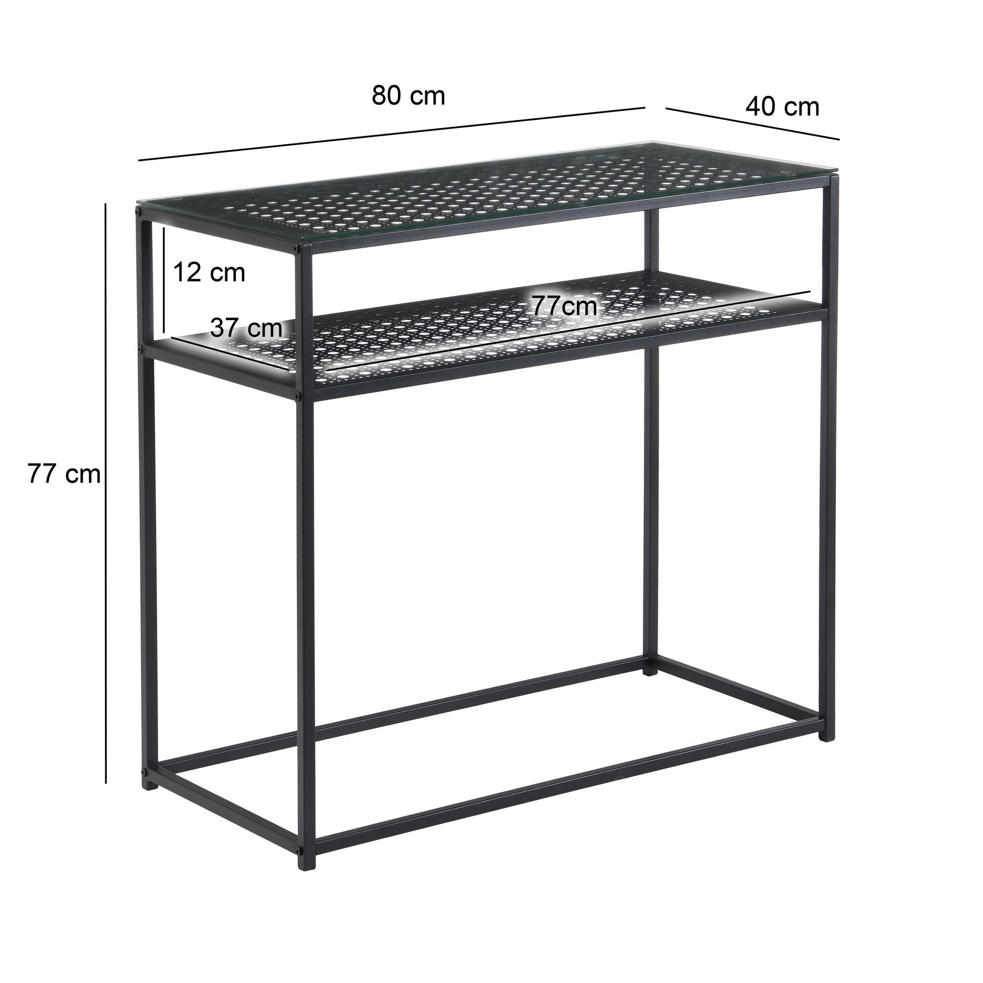 Konsolentisch FineBuy Ablagetisch Glas Metall 80 cm Modern Schmaler Flurtisch – Ansicht 4