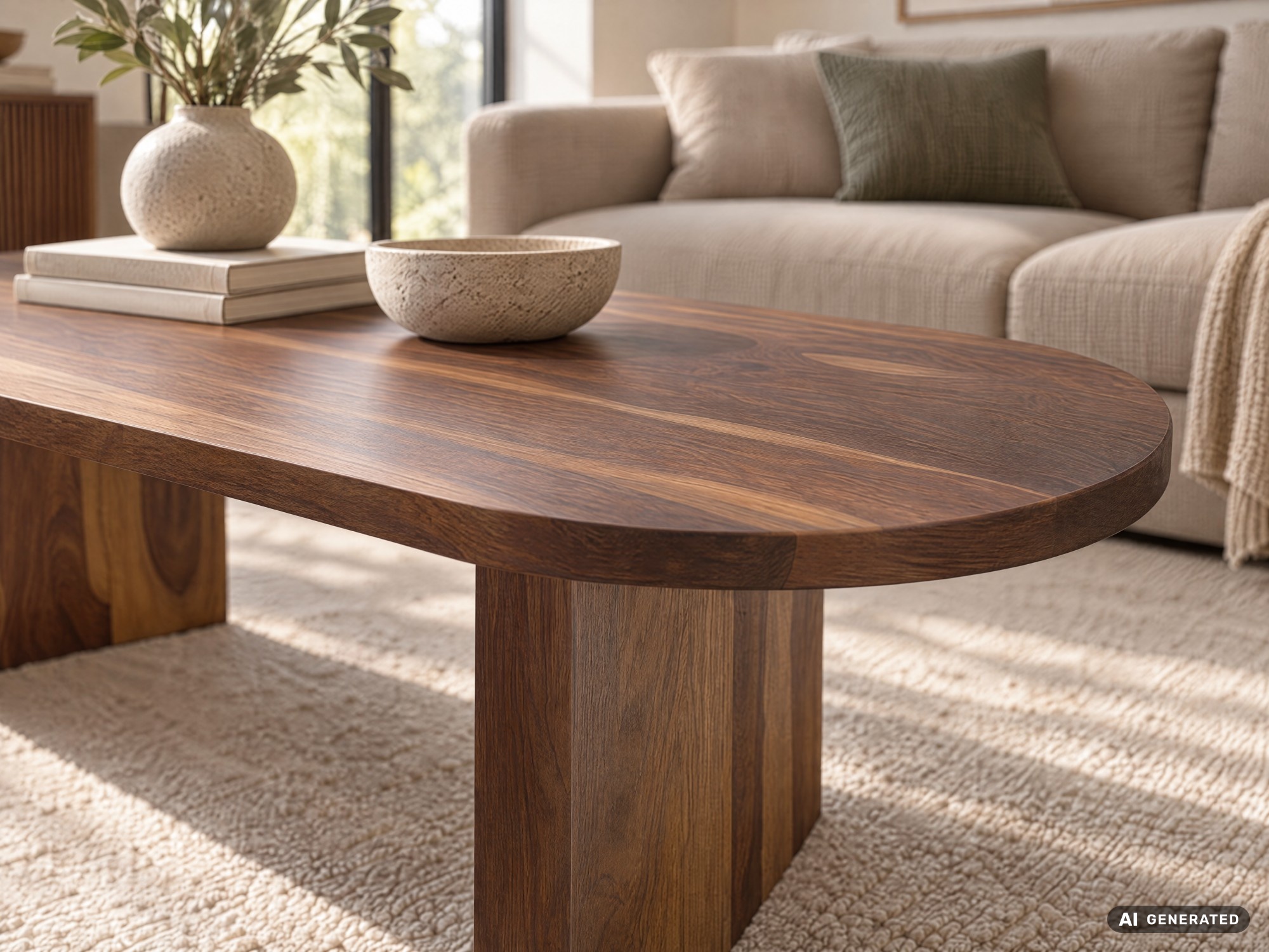 Couchtisch oval aus Sheesham Massivholz Sofatisch 120cm moderner Wohnzimmertisch – Ansicht 4