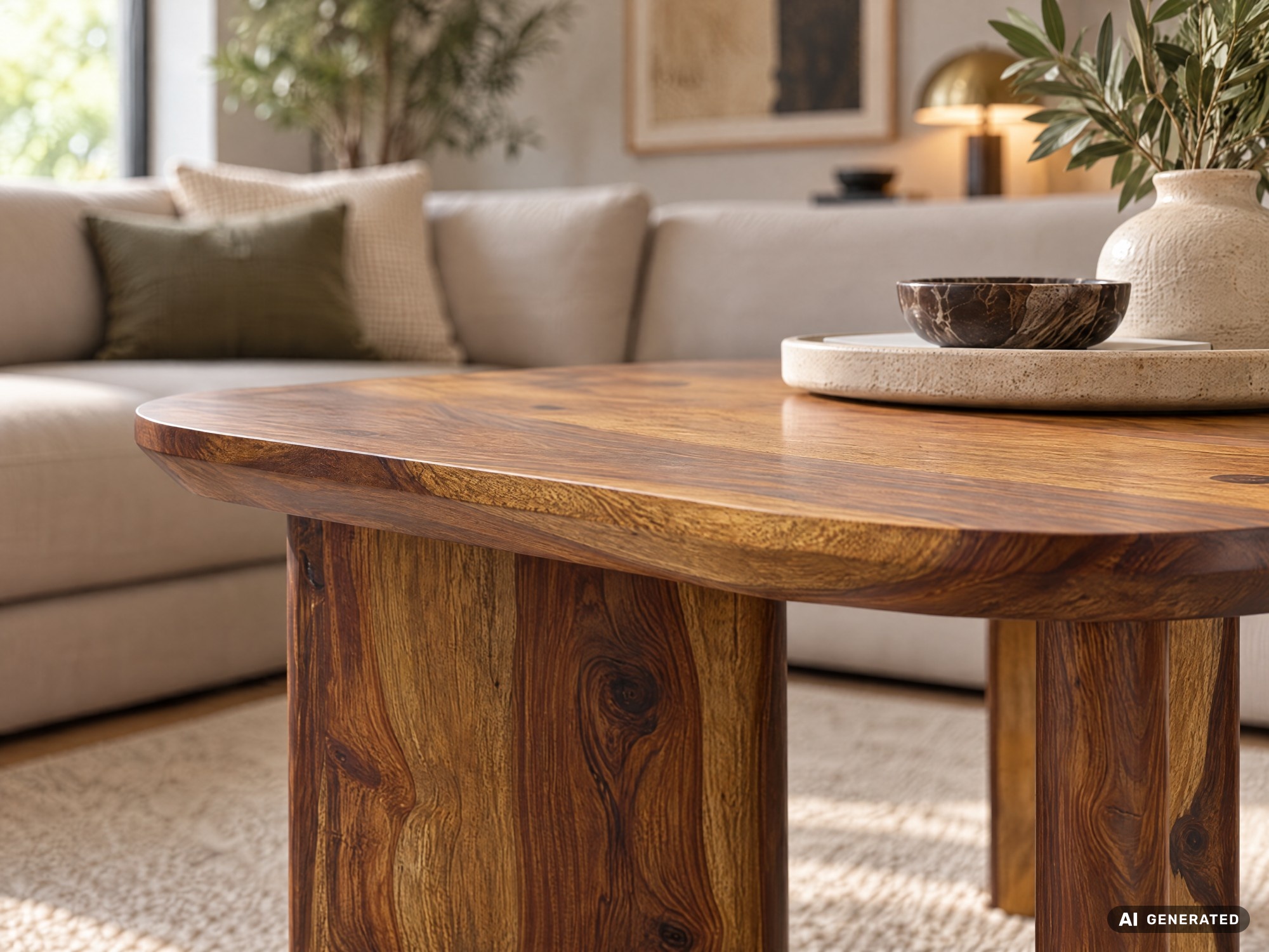 Couchtisch Sheesham Massivholz 60cm quadratisch Handgefertigter Wohnzimmertisch – Ansicht 4