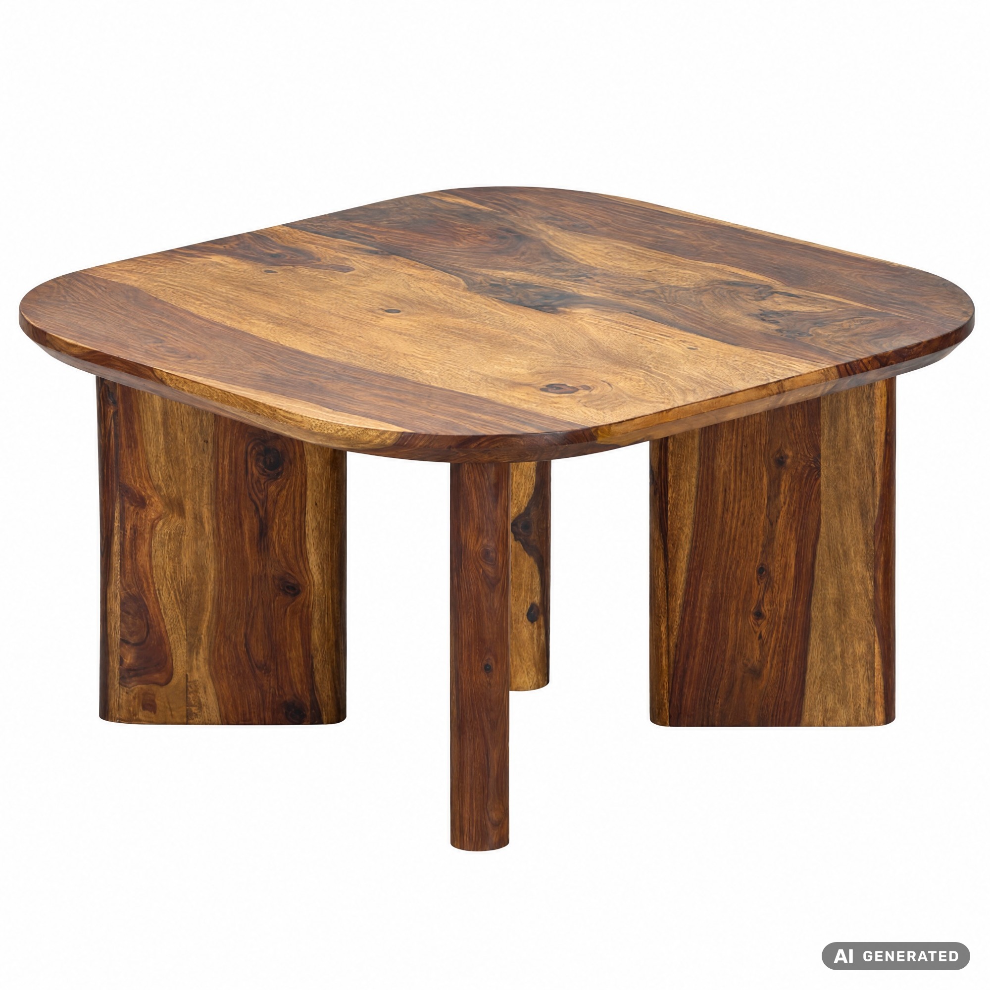 Couchtisch Sheesham Massivholz 60cm quadratisch Handgefertigter Wohnzimmertisch – Ansicht 6