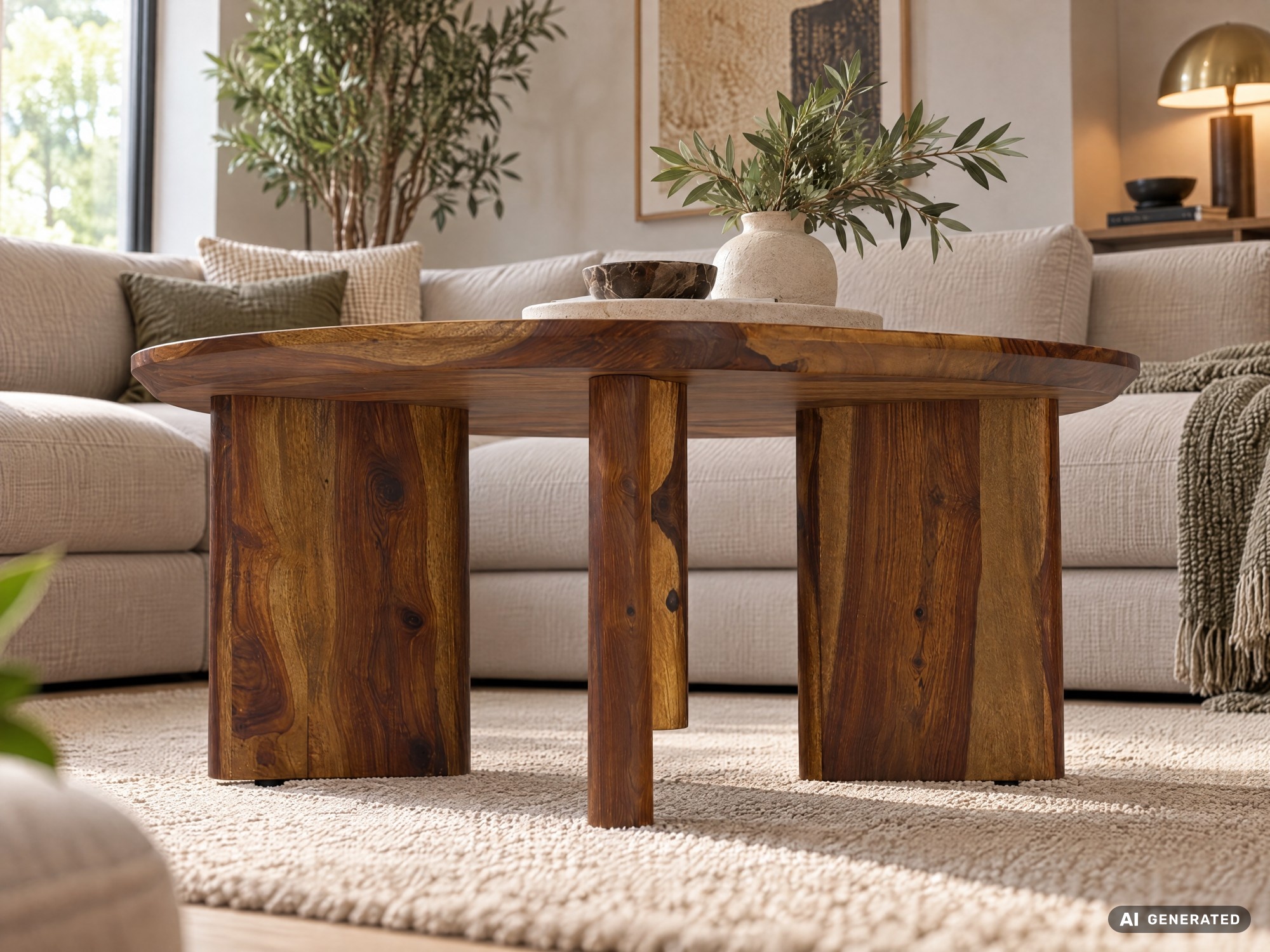 Couchtisch Sheesham Massivholz 60cm quadratisch Handgefertigter Wohnzimmertisch – Ansicht 7