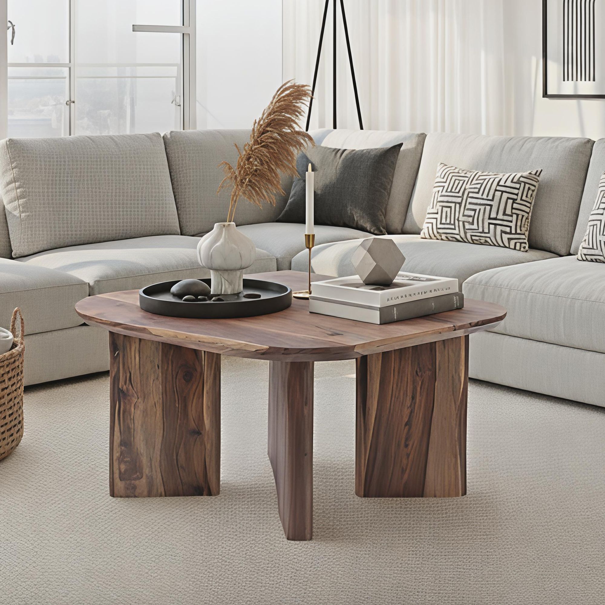 Couchtisch Sheesham Massivholz 60cm quadratisch Handgefertigter Wohnzimmertisch – Ansicht 1