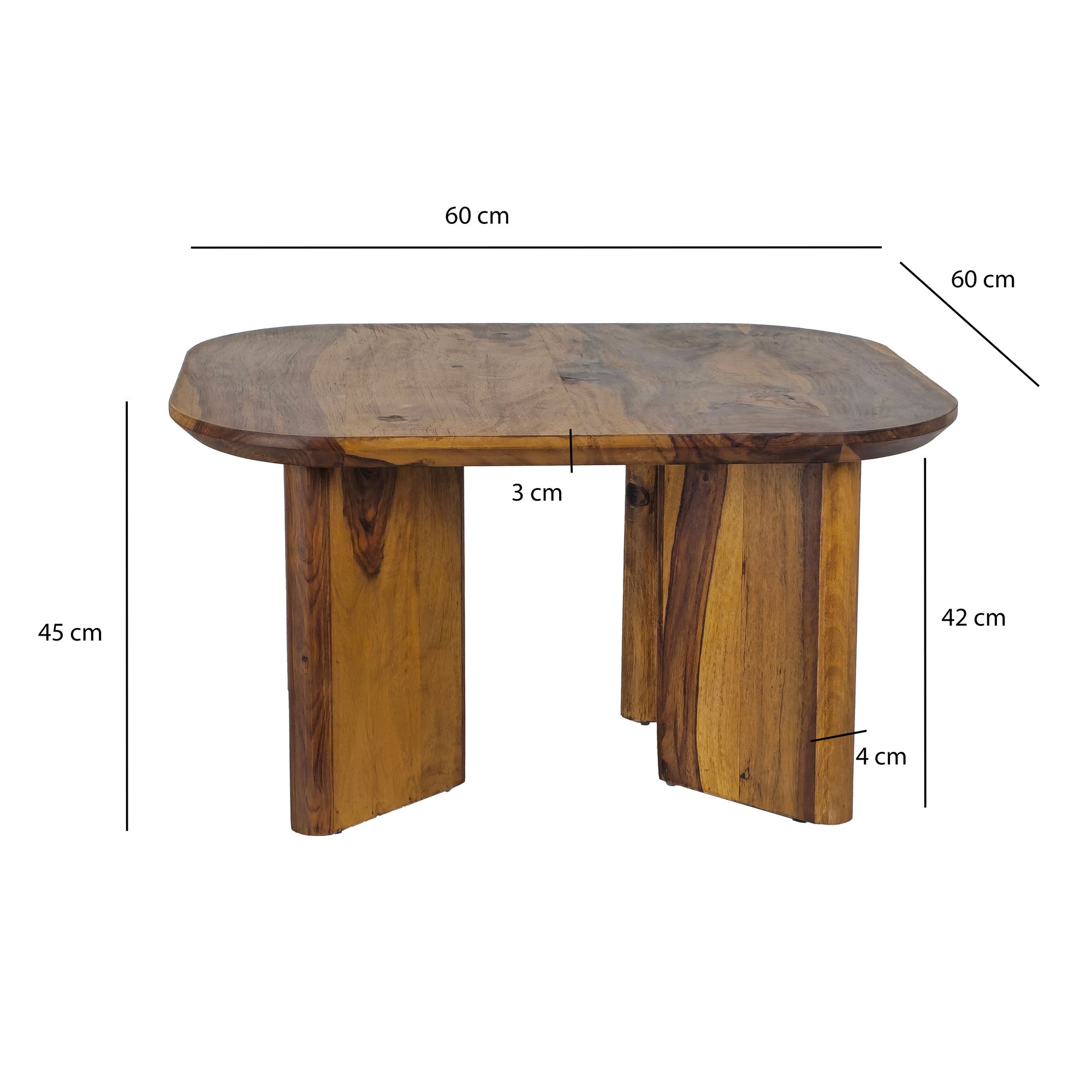 Couchtisch Sheesham Massivholz 60cm quadratisch Handgefertigter Wohnzimmertisch – Ansicht 3