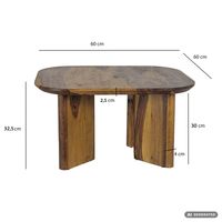 Couchtisch Sheesham Massivholz 60cm quadratisch Handgefertigter Wohnzimmertisch – Ansicht 3