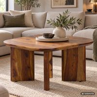 Couchtisch Sheesham Massivholz 60cm quadratisch Handgefertigter Wohnzimmertisch – Ansicht 1