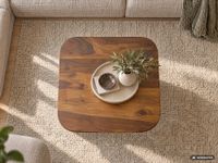 Couchtisch Sheesham Massivholz 60cm quadratisch Handgefertigter Wohnzimmertisch – Ansicht 5