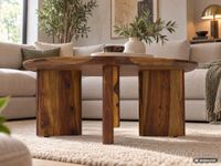 Couchtisch Sheesham Massivholz 60cm quadratisch Handgefertigter Wohnzimmertisch – Ansicht 7
