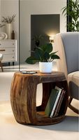 Beistelltisch Ø 50cm Sheesham Massivholz rund Ablage Couchtisch Wohnzimmertisch – Ansicht 2