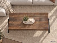 Couchtisch Sheesham Massivholz 120cm rechteckiger Wohnzimmertisch Industrial – Ansicht 5