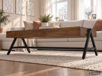 Couchtisch Sheesham Massivholz 120cm rechteckiger Wohnzimmertisch Industrial – Ansicht 7