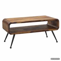 Couchtisch Sheesham Massiv Metallbeinen 100cm Industrial Retro Wohnzimmertisch – Ansicht 6