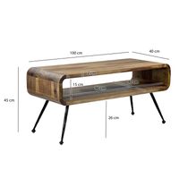 Couchtisch Sheesham Massiv Metallbeinen 100cm Industrial Retro Wohnzimmertisch – Ansicht 3