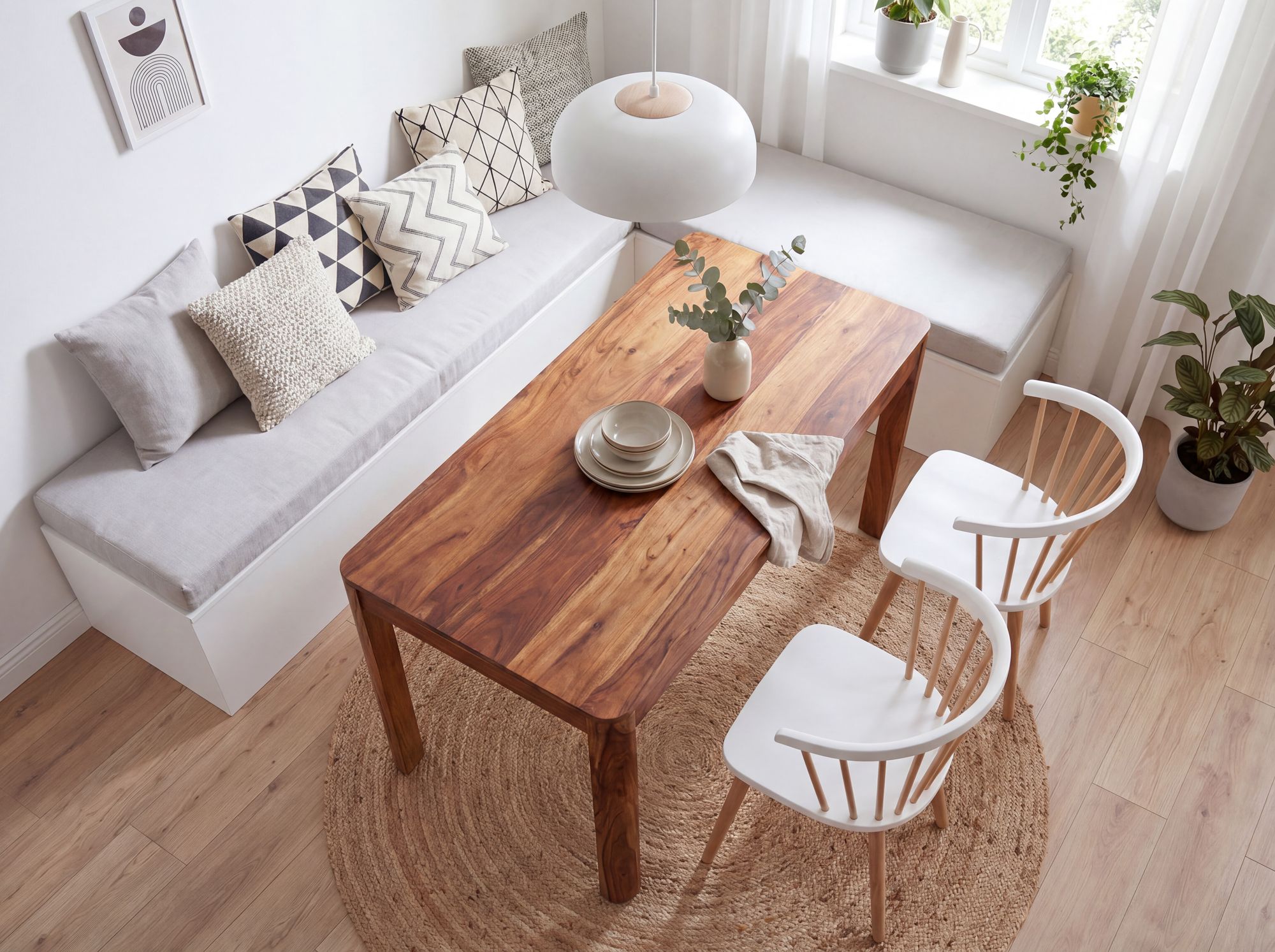 Esstisch Sheesham Massivholz 120cm Rechteckiger Esszimmertisch Küchentisch – Ansicht 4