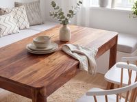 Esstisch Sheesham Massivholz 120cm Rechteckiger Esszimmertisch Küchentisch – Ansicht 5