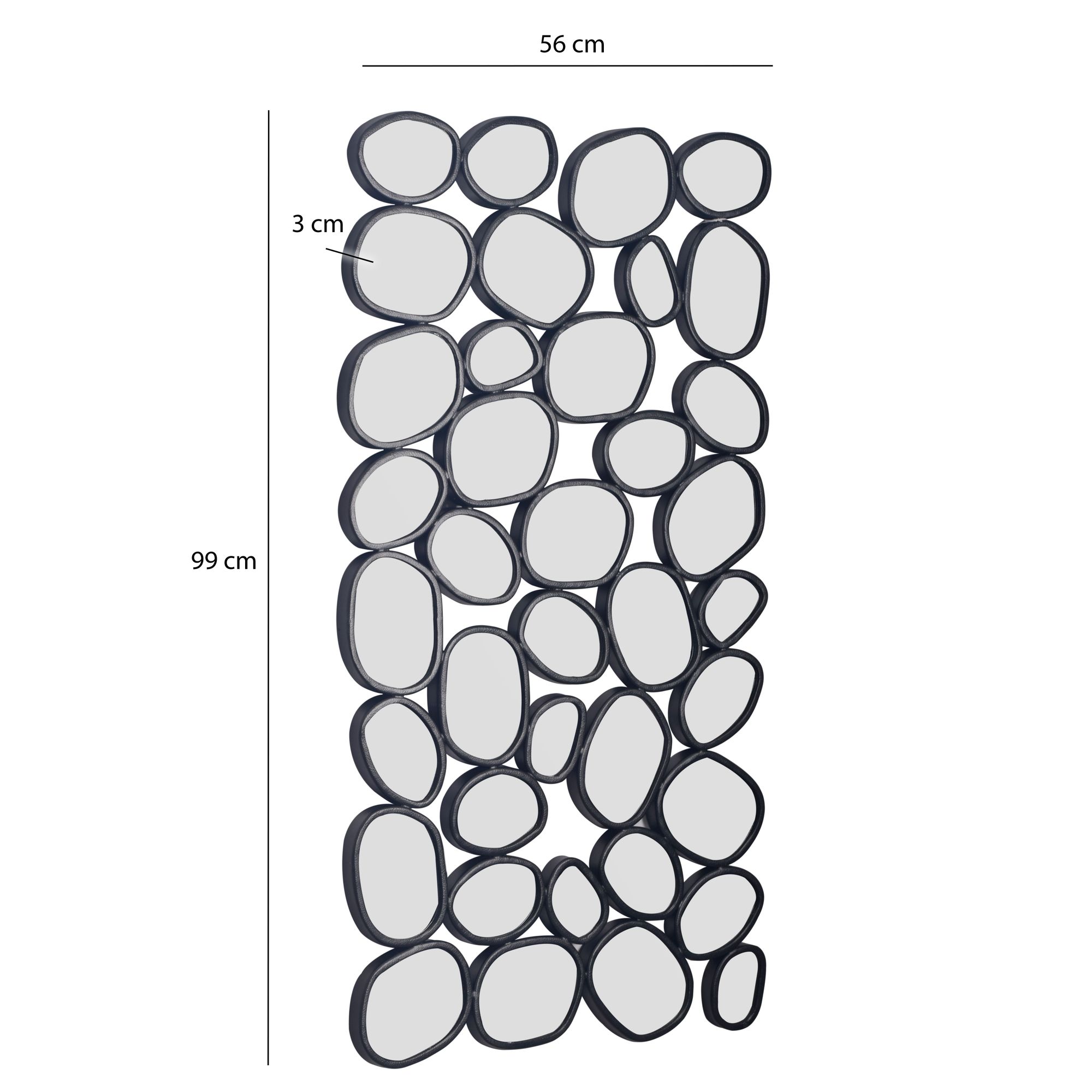 Wandspiegel 56x99 cm Glas Metallrahmen schwarz modern Design Tropfen Spiegel – Ansicht 3