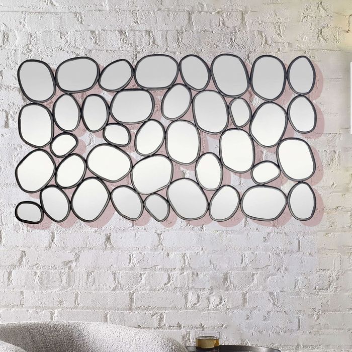 FineBuy Design Wandspiegel 80x120 cm mit Metallrahmen mit Tropfen in organischer Form - Spiegel für Wohnzimmer, Schlafzimmer & Flur - Dekospiegel - Wanddeko