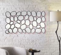Wandspiegel 56x99 cm Glas Metallrahmen schwarz modern Design Tropfen Spiegel – Ansicht 2
