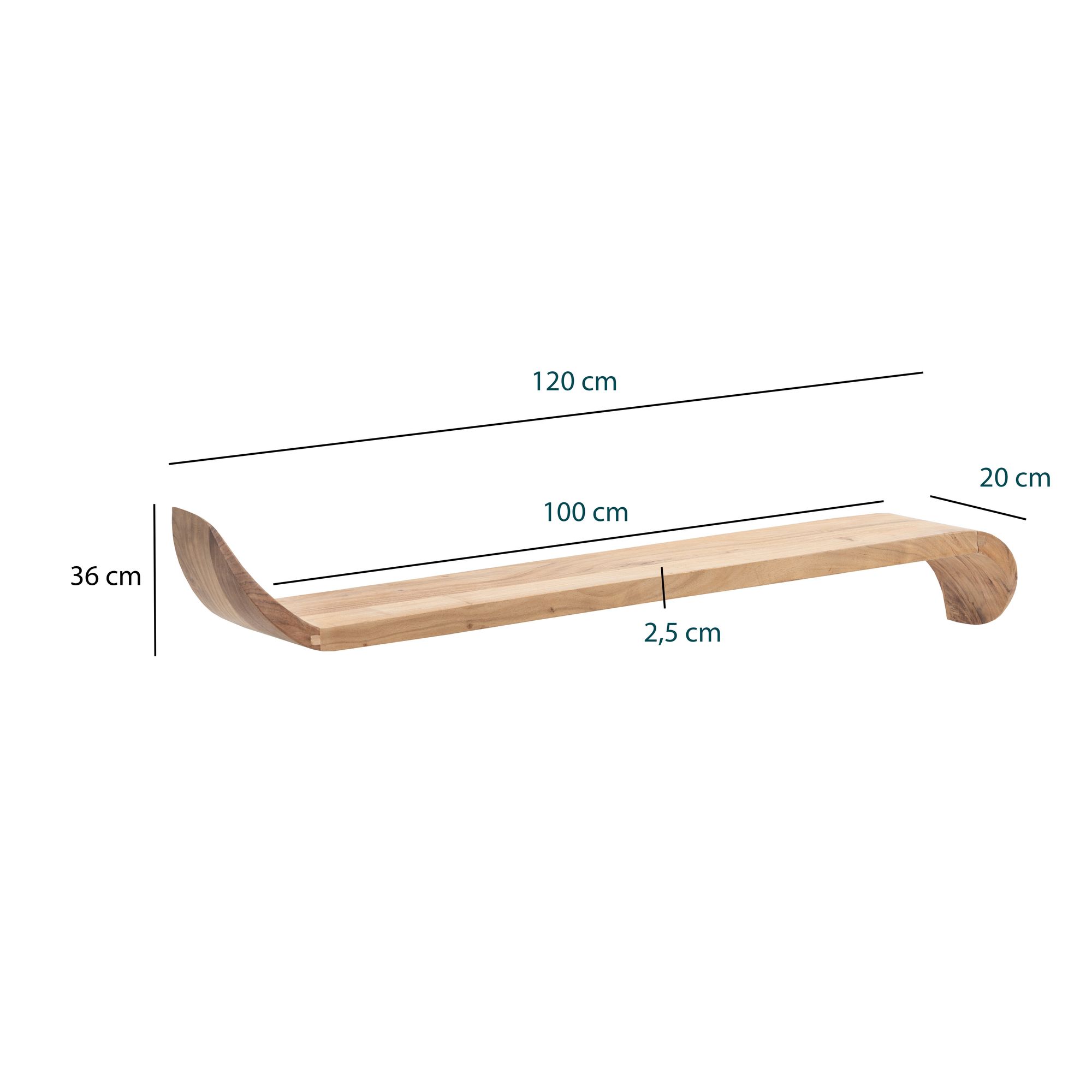 Wandregal Mango Massivholz modern Hängeregal Holz Handgefertigt geschwungen – Ansicht 3
