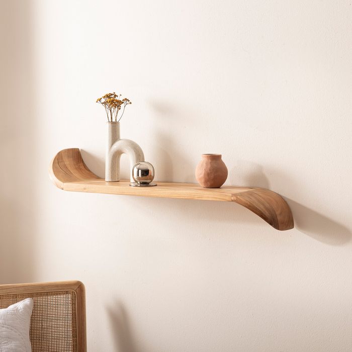 Wandregal Mango Massivholz modern Hängeregal Holz Handgefertigt geschwungen