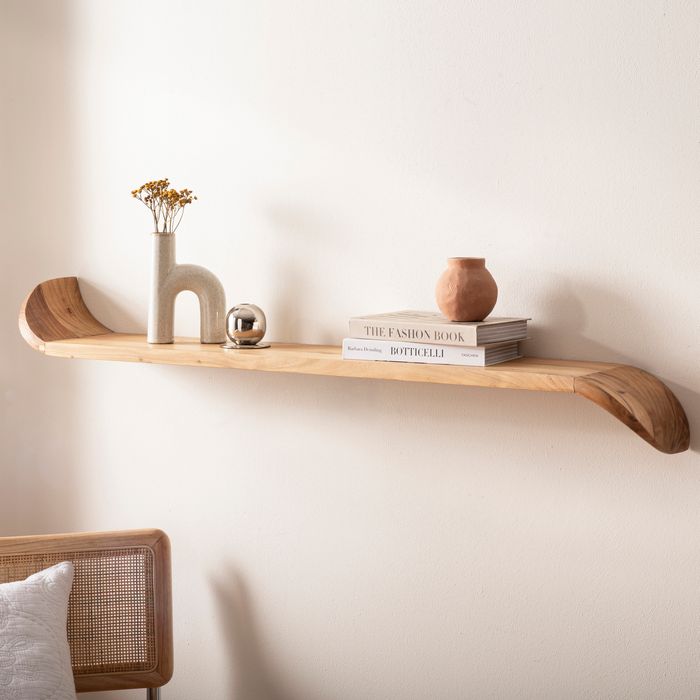 Wandregal Mango Massivholz modern Hängeregal Holz Handgefertigt geschwungen