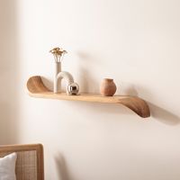 Wandregal Mango Massivholz modern Hängeregal Holz Handgefertigt geschwungen – Ansicht 1