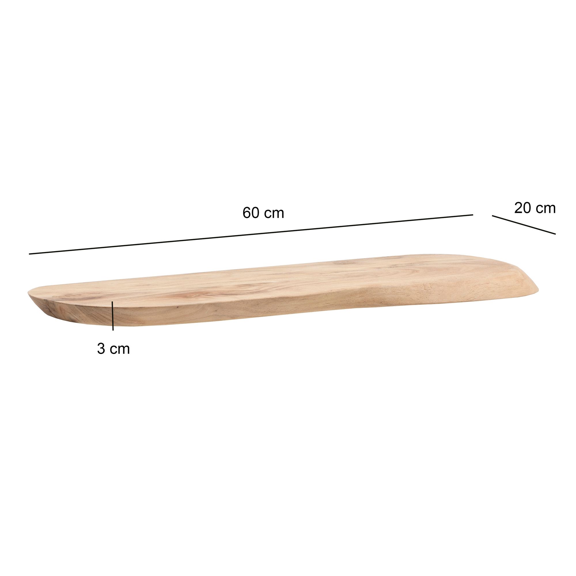 Wandregal Akazie Massivholz Holzregal Wandboard Regal organisch Holz massiv – Ansicht 3